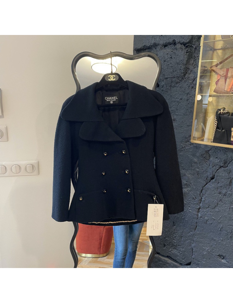Veste T  CHANEL en tweed noir