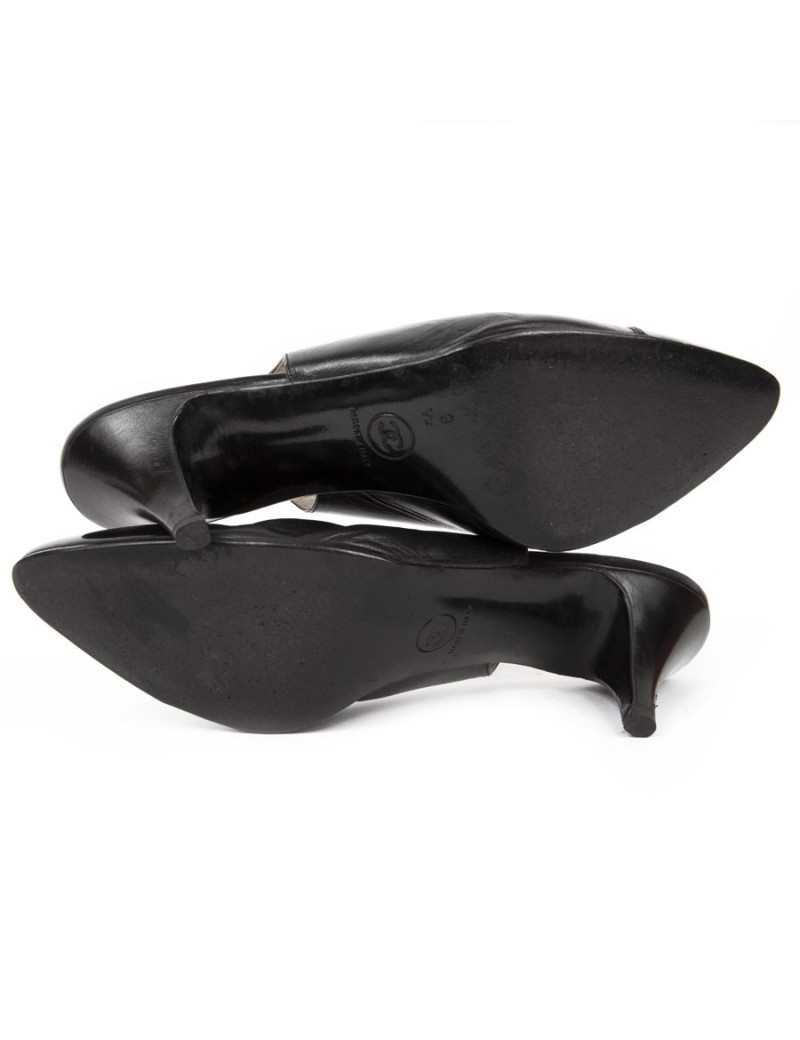 Sandales CHANEL T 9.5 (40.5) cuir d'agneau noir