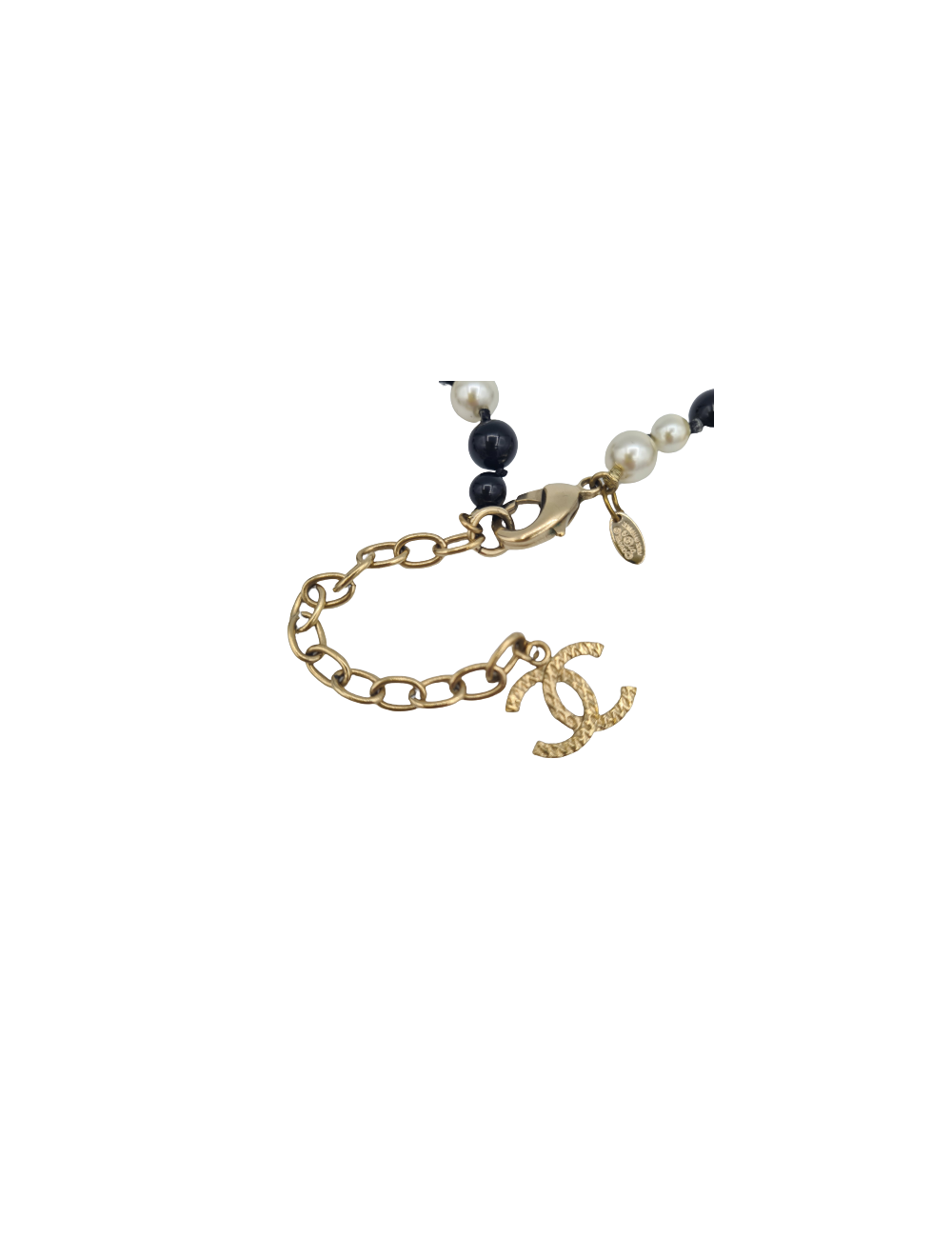 Sautoir CHANEL perles noires nacrées