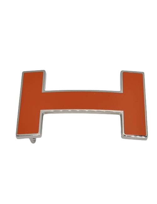 Boucle H émaillée HERMES orange