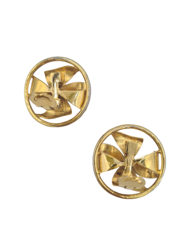 CHANEL Vintage round gilded clip-on earrings 2