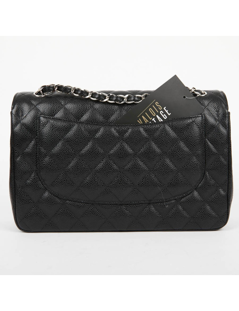 Sac Jumbo CHANEL en cuir grainé noir