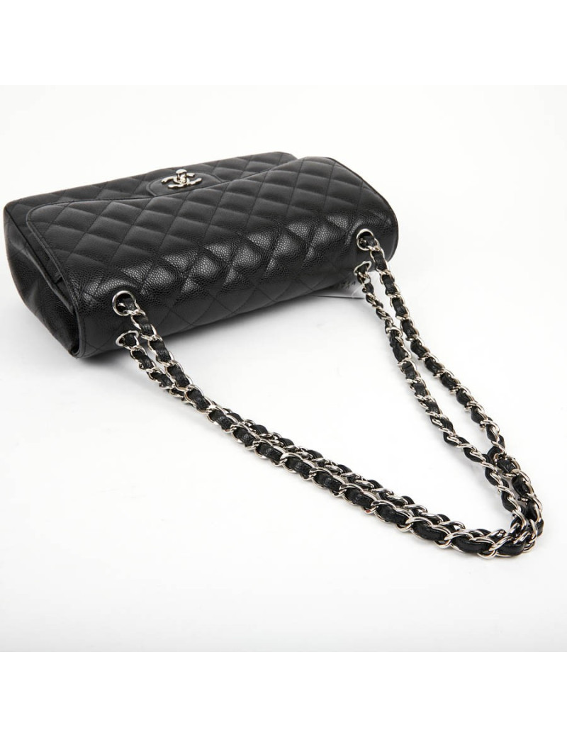 Sac Jumbo CHANEL en cuir grainé noir