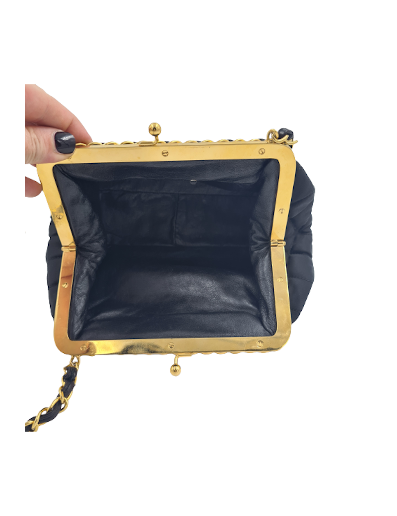 Sac du soir CHANEL satin noir