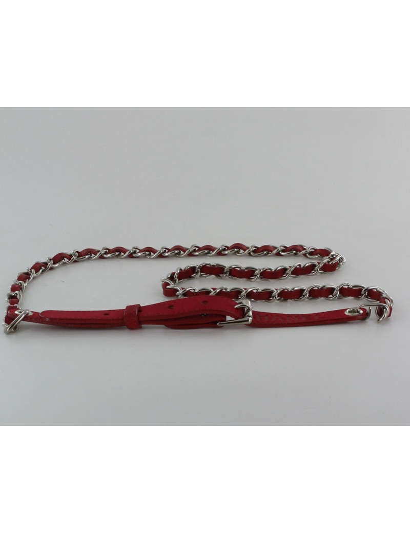 ceinture CHANEL chaîne et cuir rouge