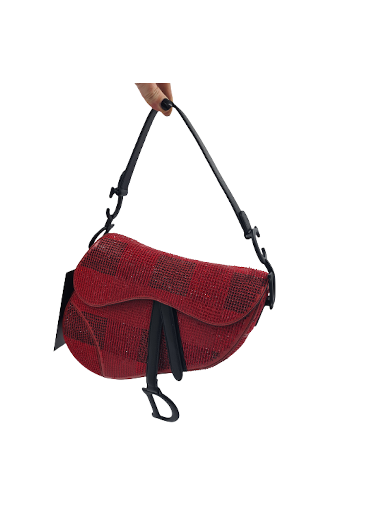  DIOR Saddle bag Limited edition red and black rhinestones