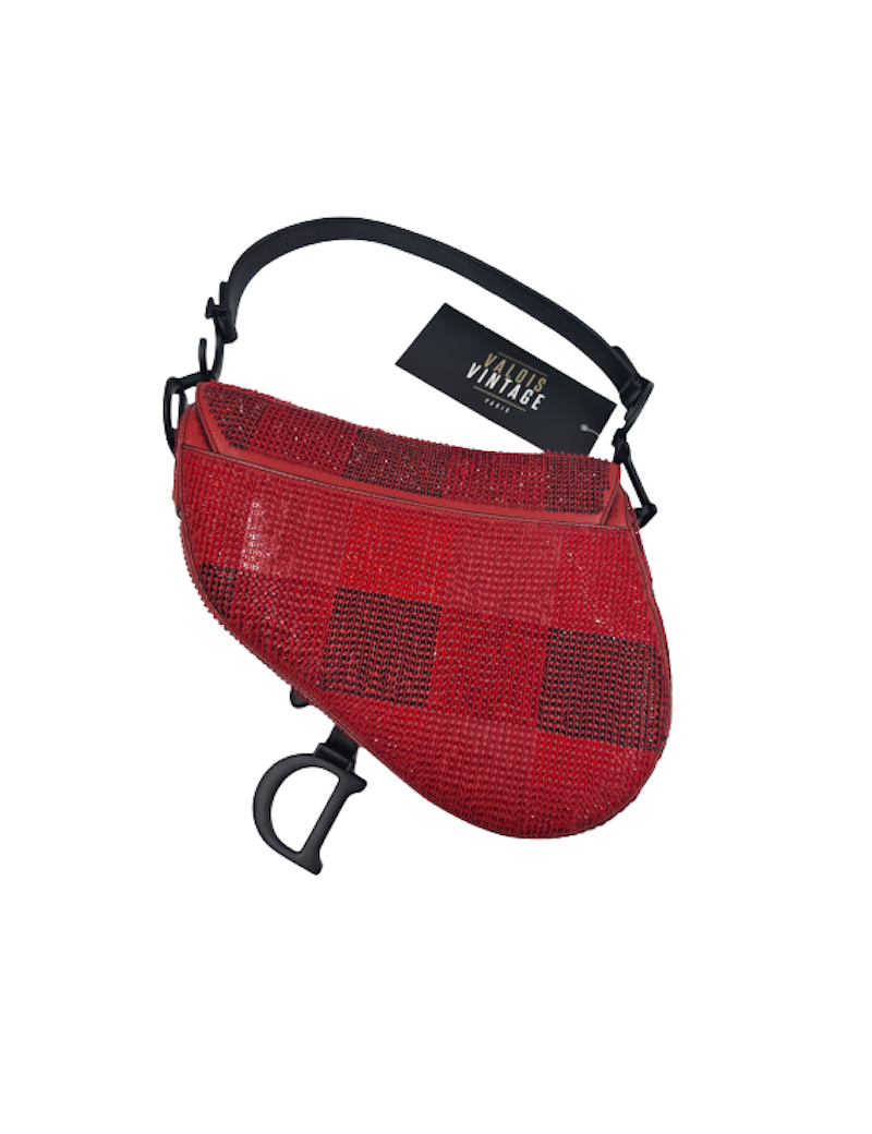  DIOR Saddle bag Limited edition red and black rhinestones