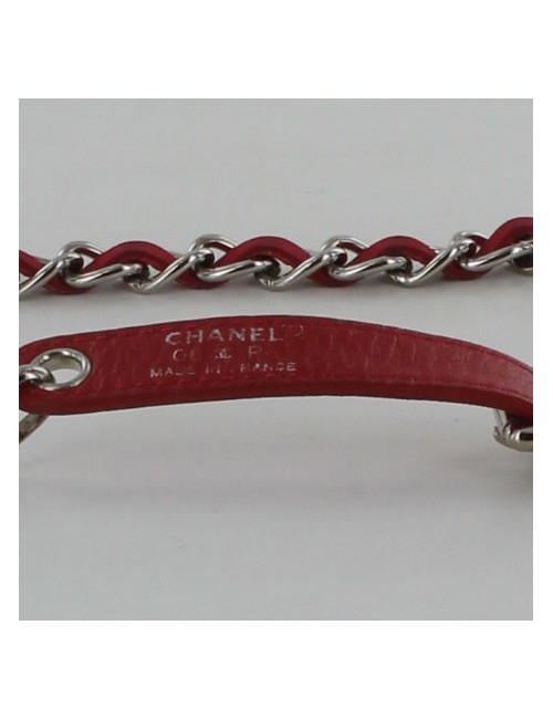 ceinture CHANEL chaîne et cuir rouge