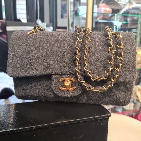 Chanel Grey Bouclè Wool Bag - Vintage Lux