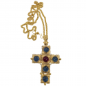 Sautoir Croix Marguerite de Valois Couture saphir rubis