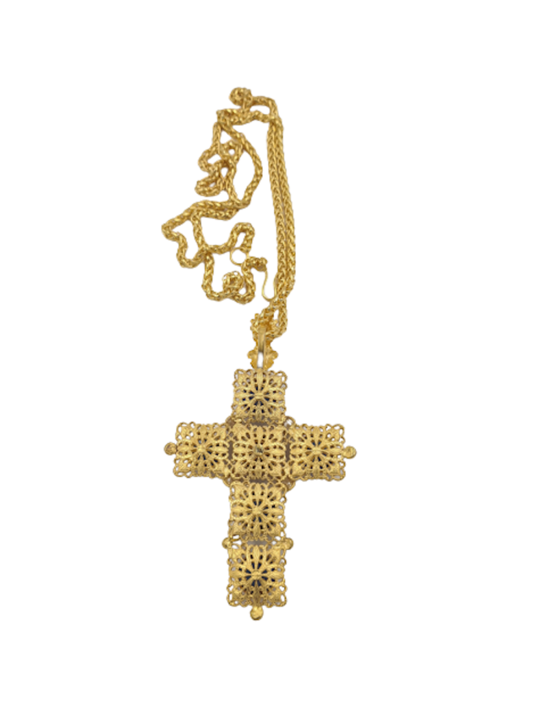 Sautoir Croix Marguerite de Valois Couture saphir rubis