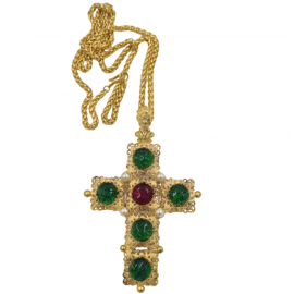 Sautoir croix Marguerite de Valois couture emeurode rubis