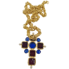 Sautoir croix Marguerite de Valois couture rubis saphir