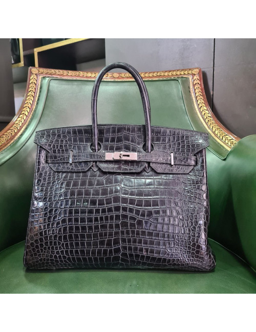 Birkin 35 HERMES porosus noir