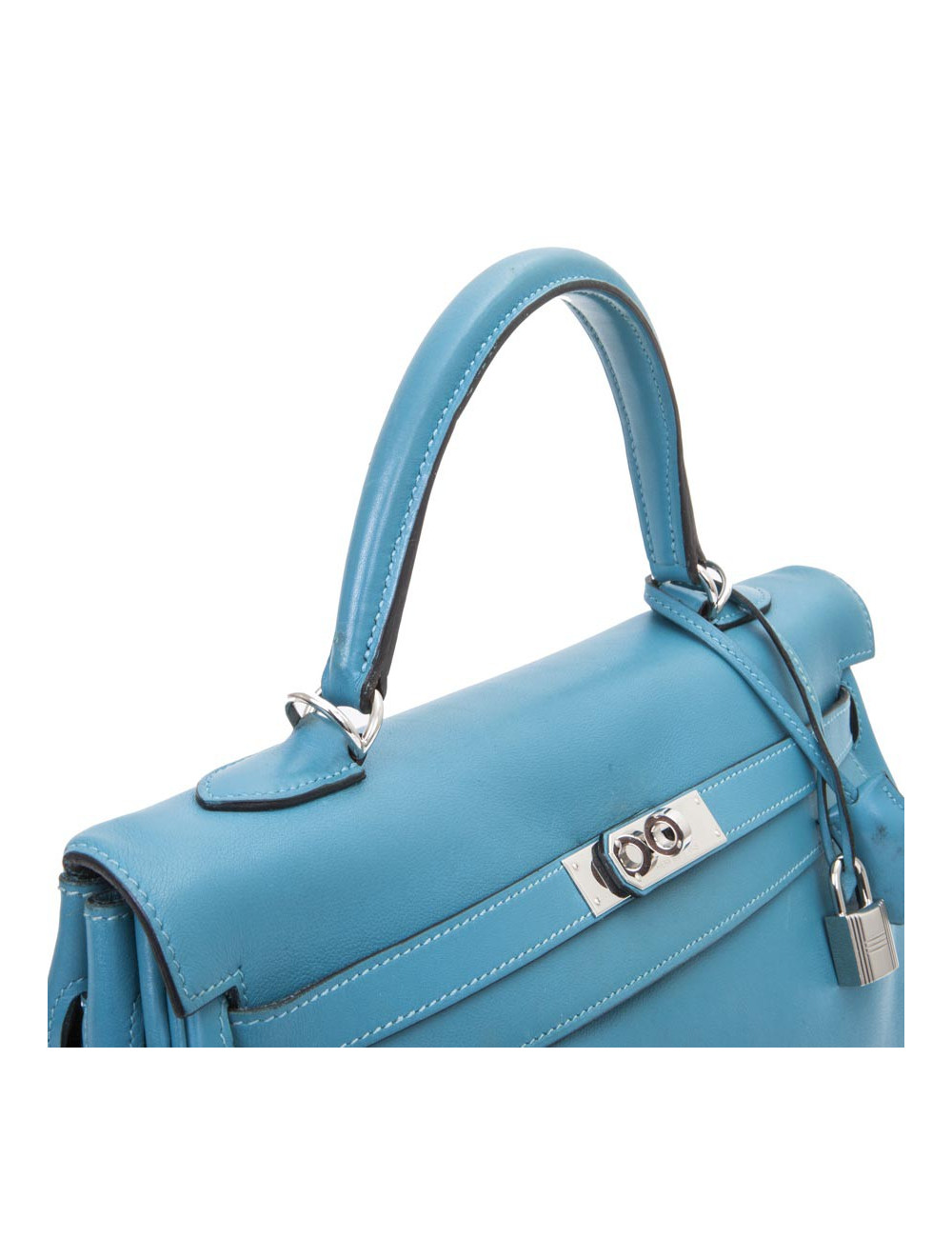 Sac HERMES Kelly II 35 en cuir de veau swift bleu izmir avec bandoulière