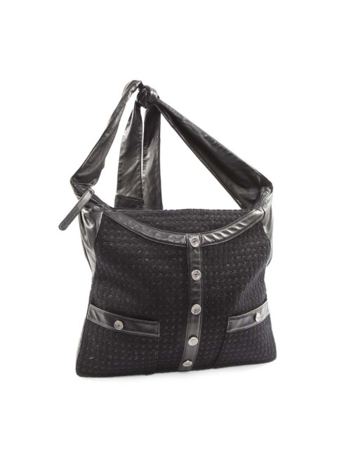 Sac CHANEL Girl en tweed noir et brillants 