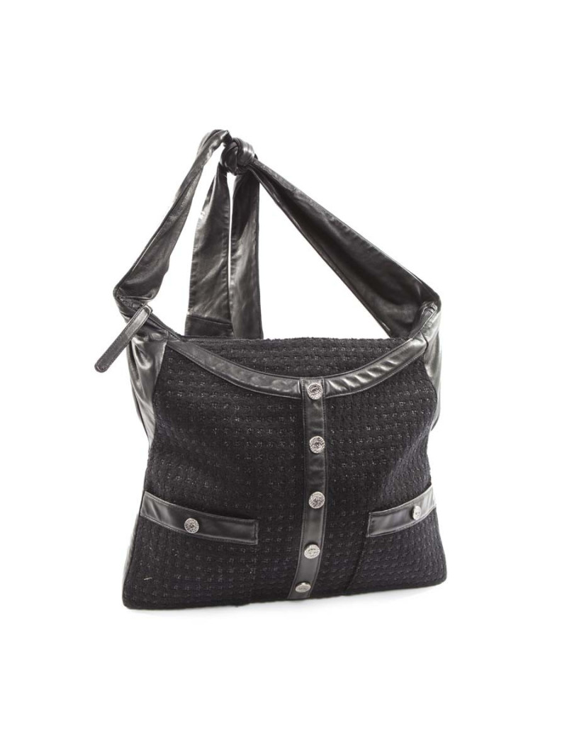 Sac CHANEL Girl en tweed noir et brillants 