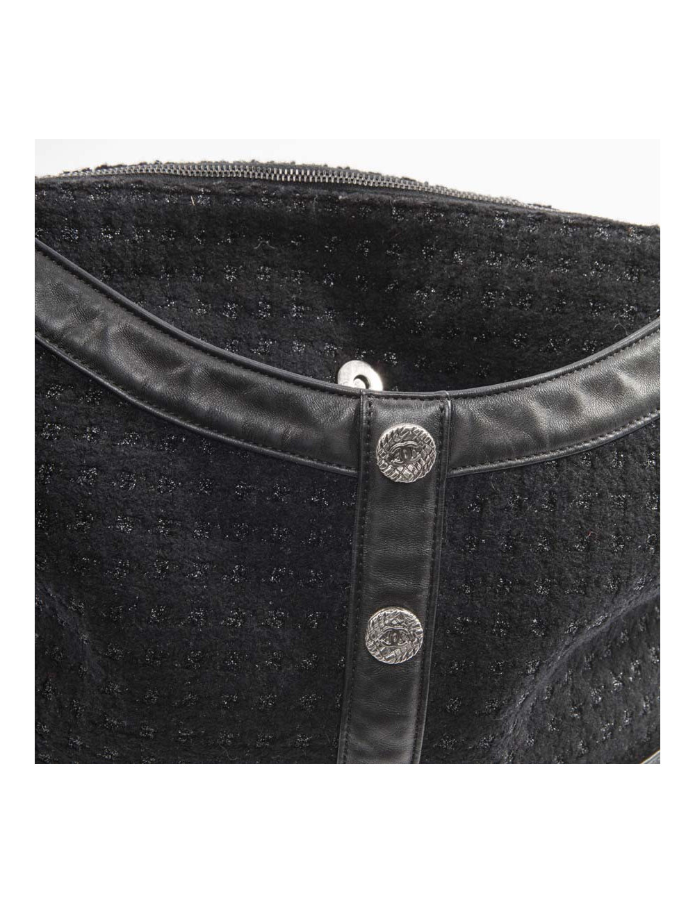 Sac CHANEL Girl en tweed noir et brillants 