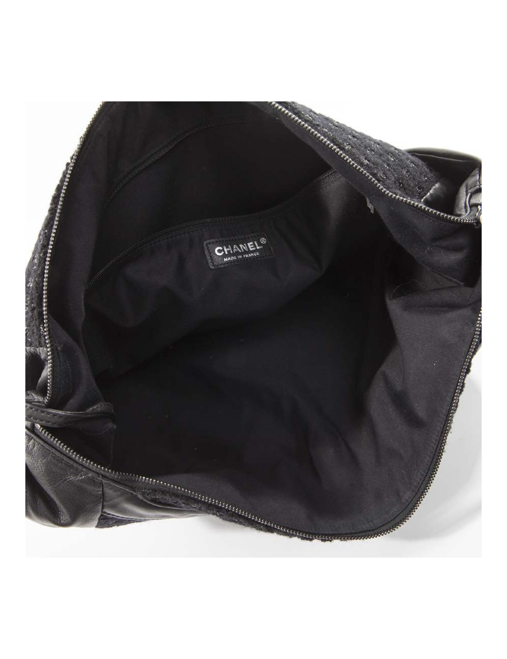 Sac CHANEL Girl en tweed noir et brillants 