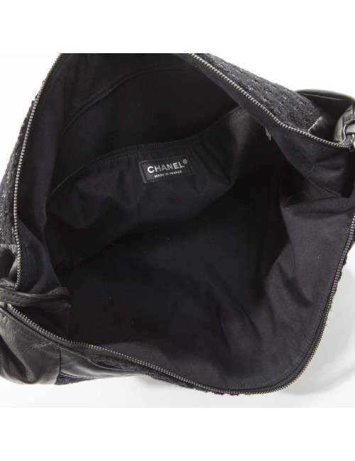 Sac CHANEL Girl en tweed noir et brillants 