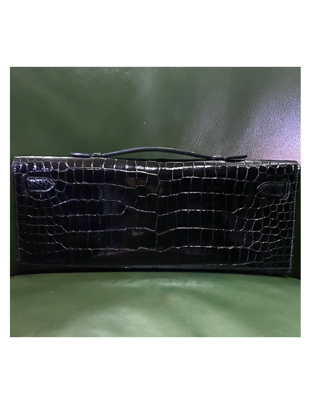 Kelly cut HERMES crocodile porosus noir
