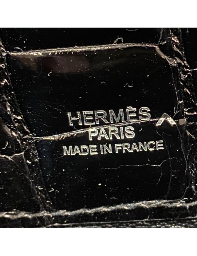 HERMES Kelly cut black Porosus crocodile