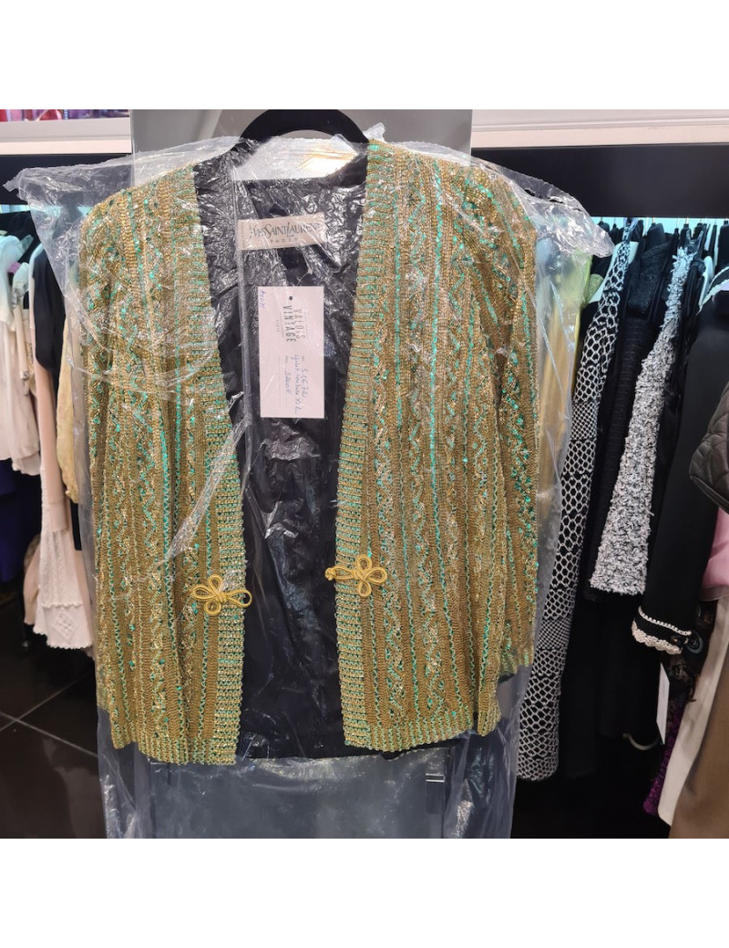 Veste  YSL Couture perlé vert