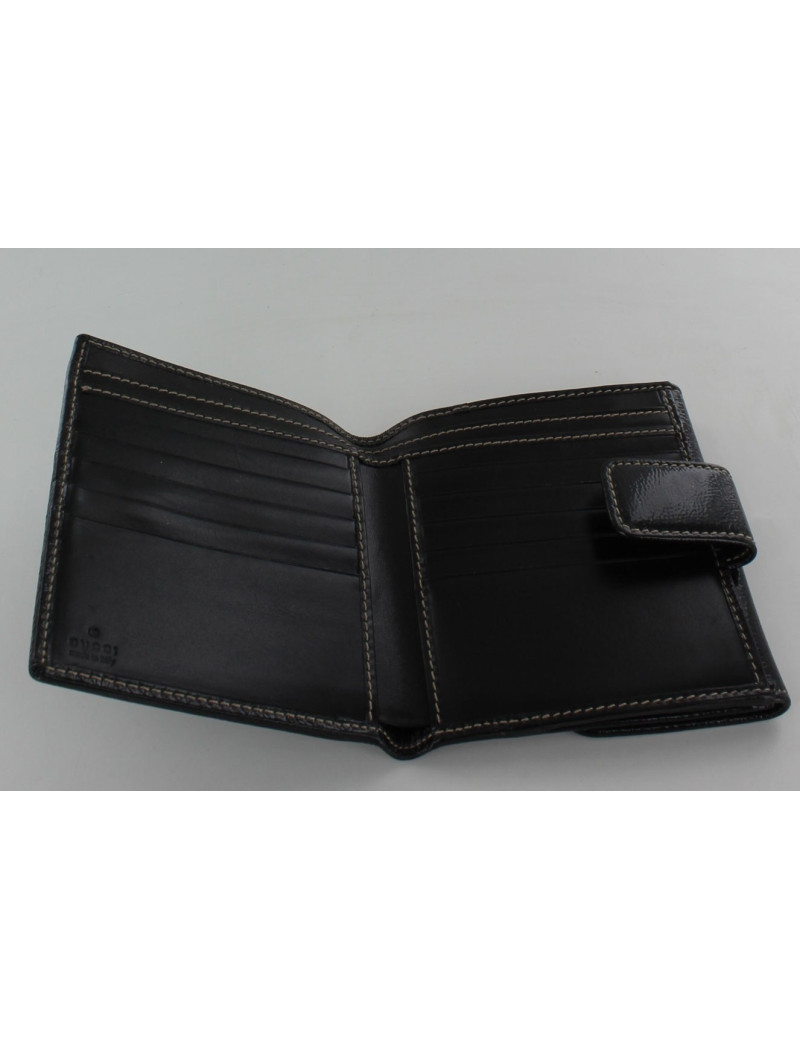 Porte monnaie GUCCI  cuir vernis noir