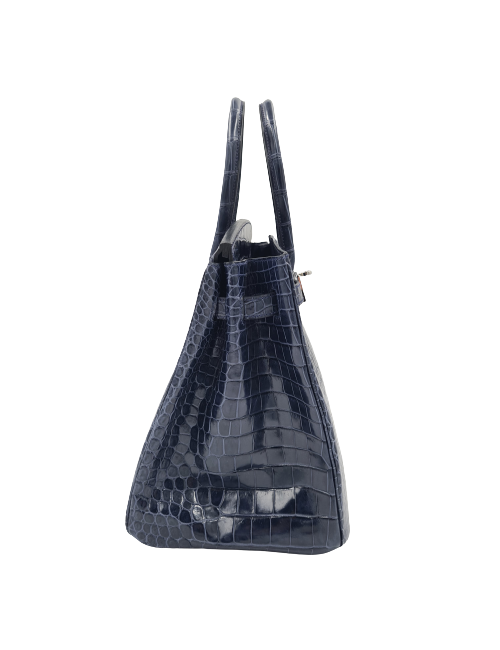 Birkin 35 HERMES Porosus bleu marine