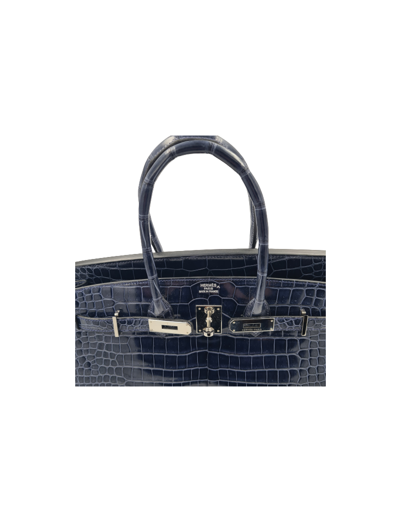 Birkin 35 HERMES Porosus bleu marine