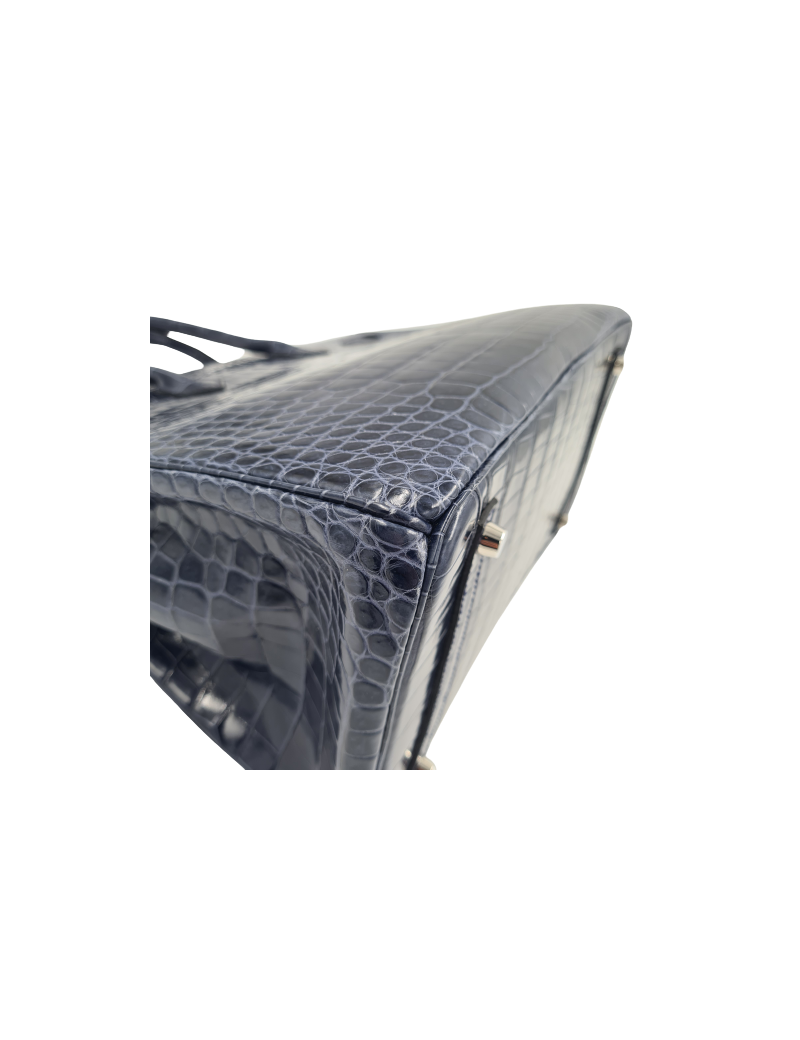 Birkin 35 HERMES Porosus bleu marine