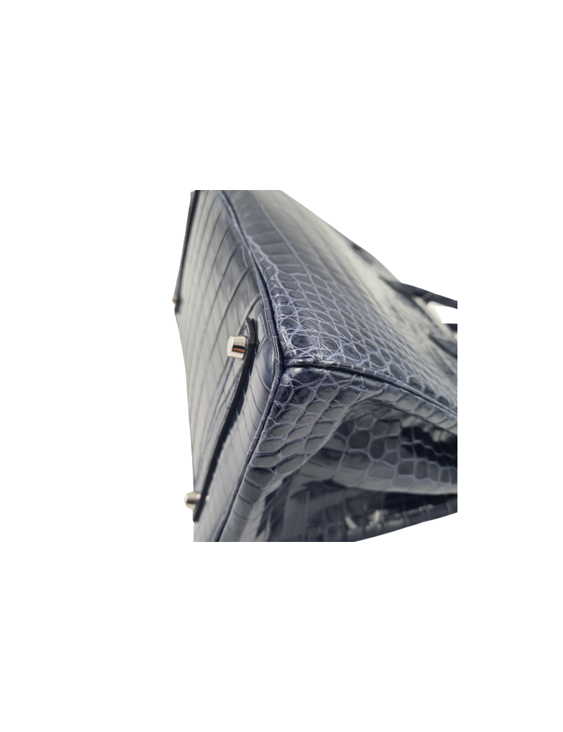 Birkin 35 HERMES Porosus bleu marine