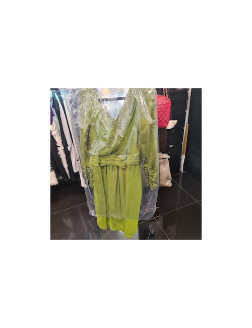 Robe de cocktail soie vert