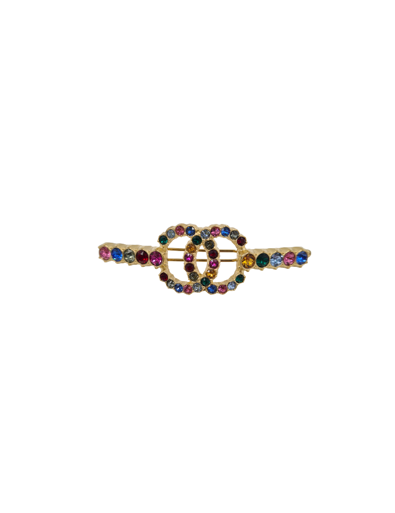 Barrette CHANEL strass multicolores