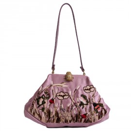  VALENTINO GARAVANI Mini evening bag in purple embroidered silk