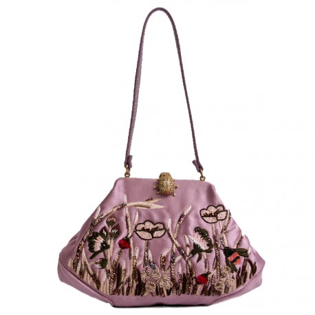 Gorgeous Pink Silk Bag Pink Silk Bridesmaid Clutch Mirror 