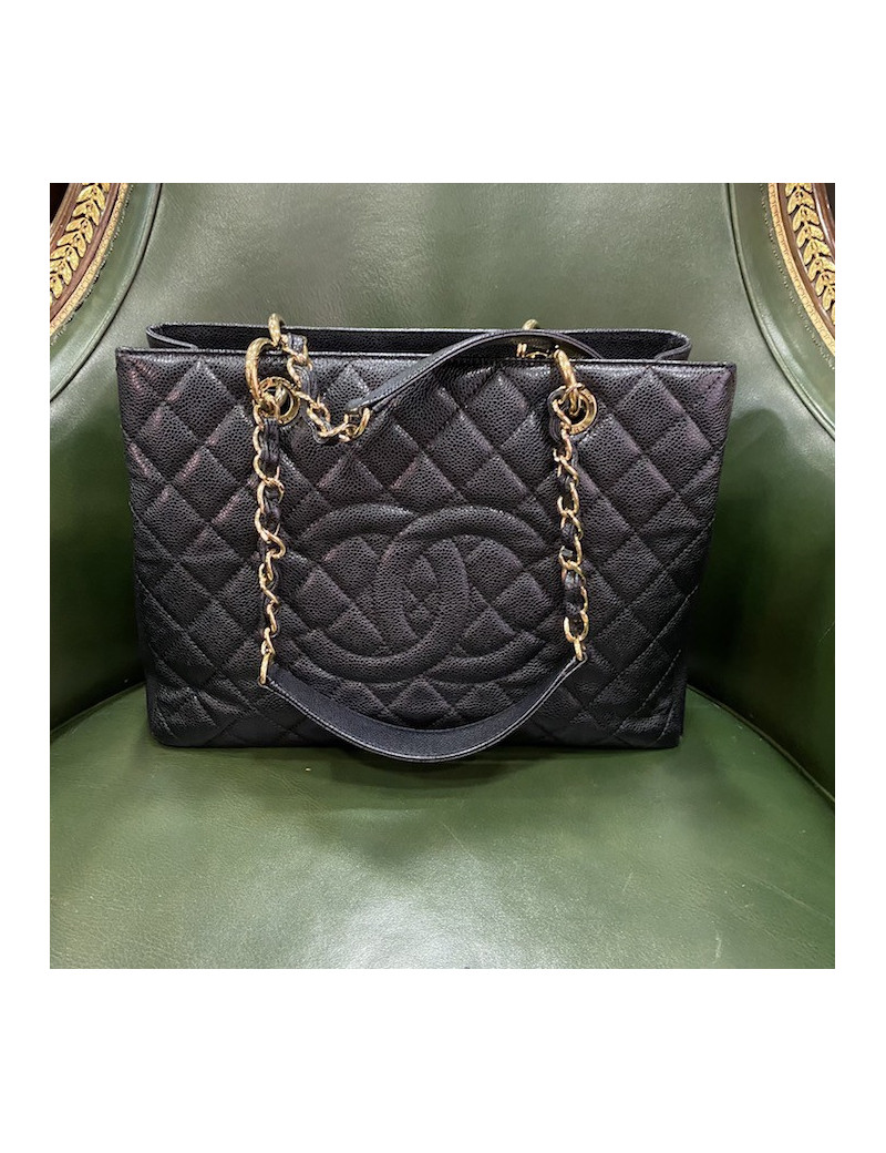 Cabas CHANEL cuir grainé noir