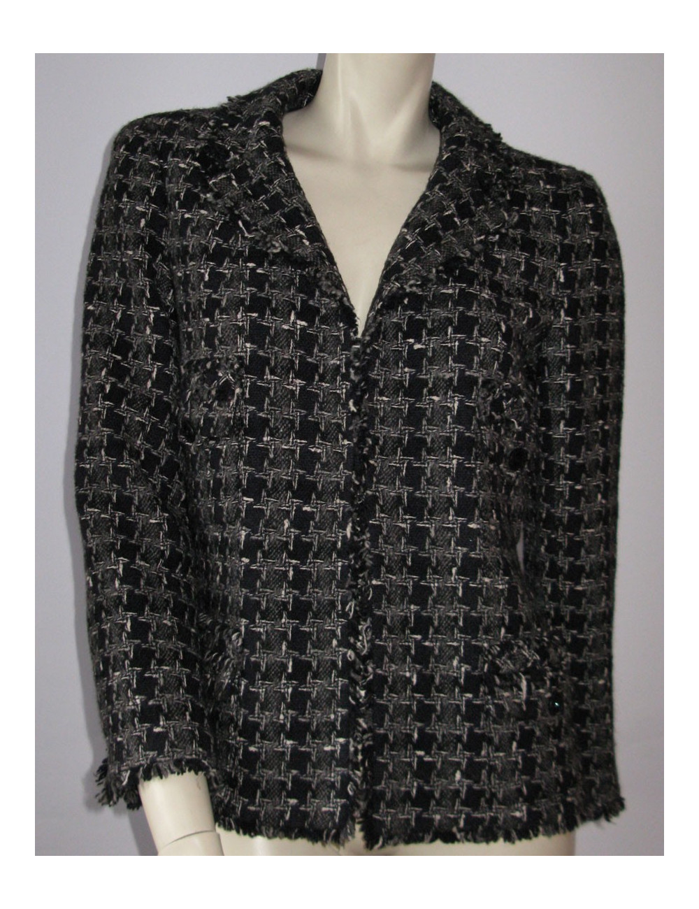 Veste CHANEL en tweed bleu marine T40