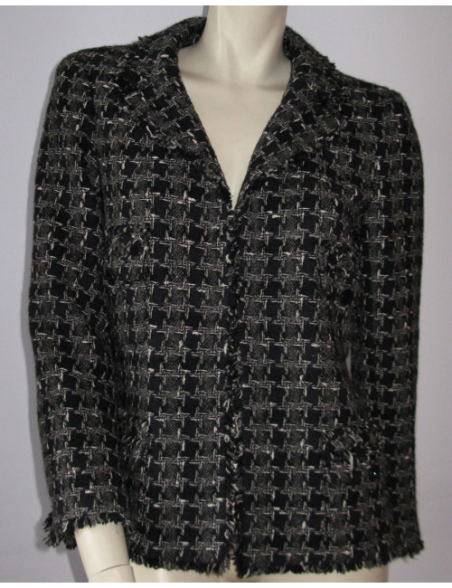 Veste CHANEL en tweed bleu marine T40