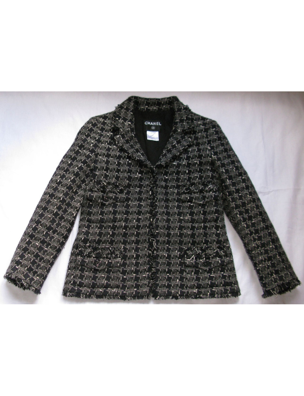 Veste CHANEL en tweed bleu marine T40