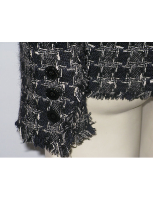 Veste CHANEL en tweed bleu marine T40
