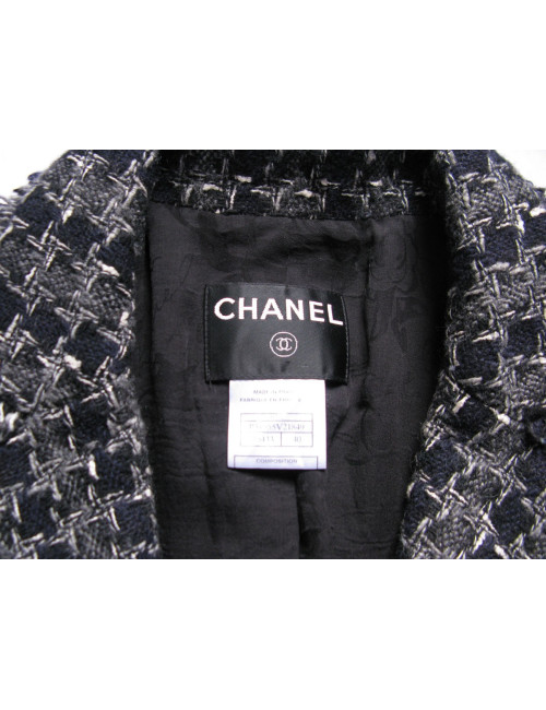 Veste CHANEL en tweed bleu marine T40