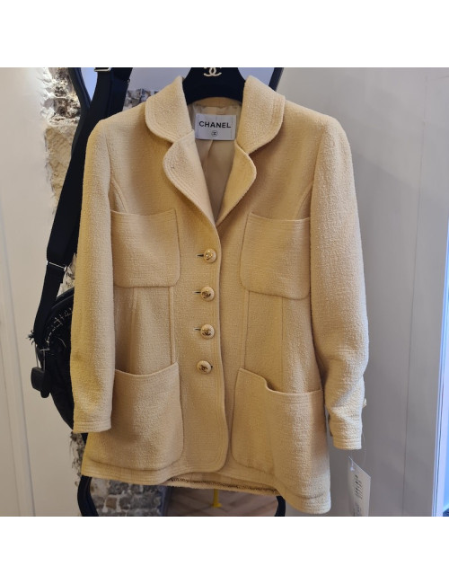 Veste CHANEL tweed jaune paille