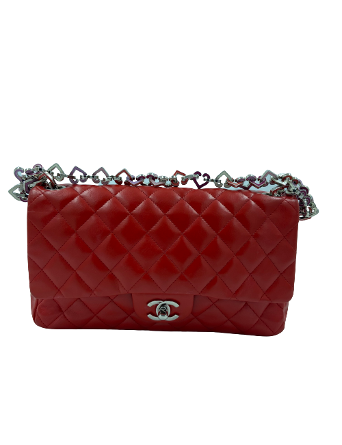 Sac Timeless CHANEL cuir d'agneau rouge