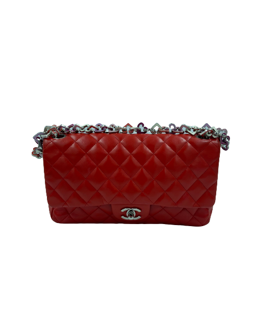 Sac Timeless CHANEL cuir d'agneau rouge
