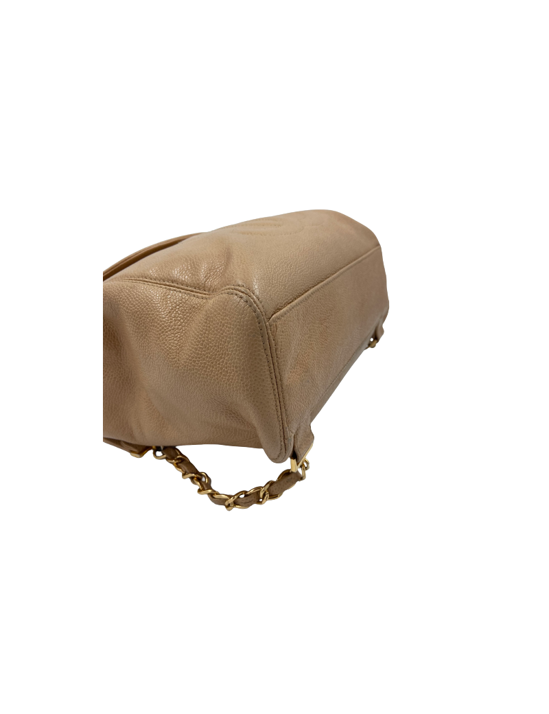 Sac à dos CHANEL cuir grainé beige