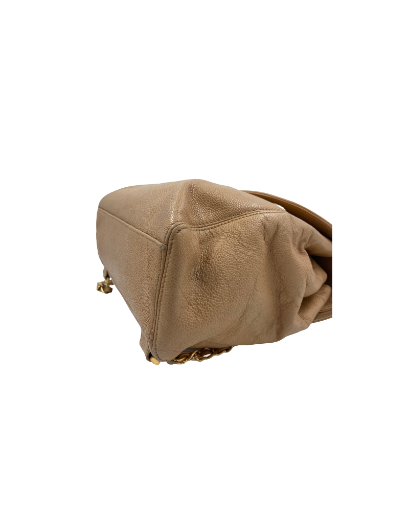 Sac à dos CHANEL cuir grainé beige