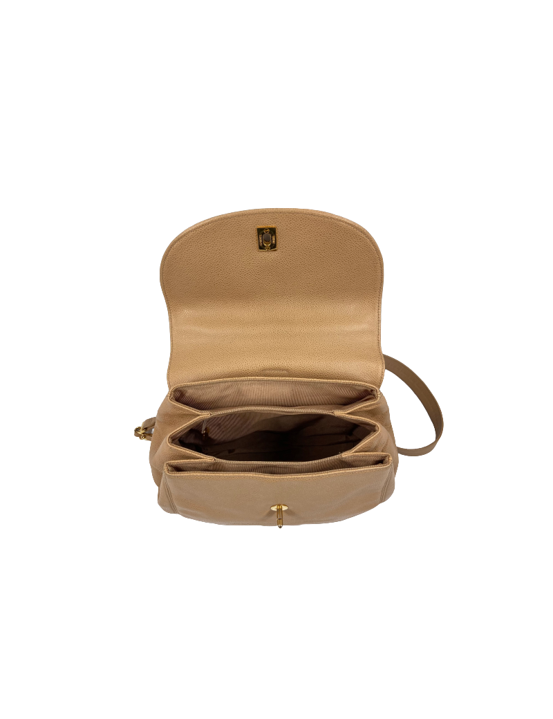 Sac à dos CHANEL cuir grainé beige