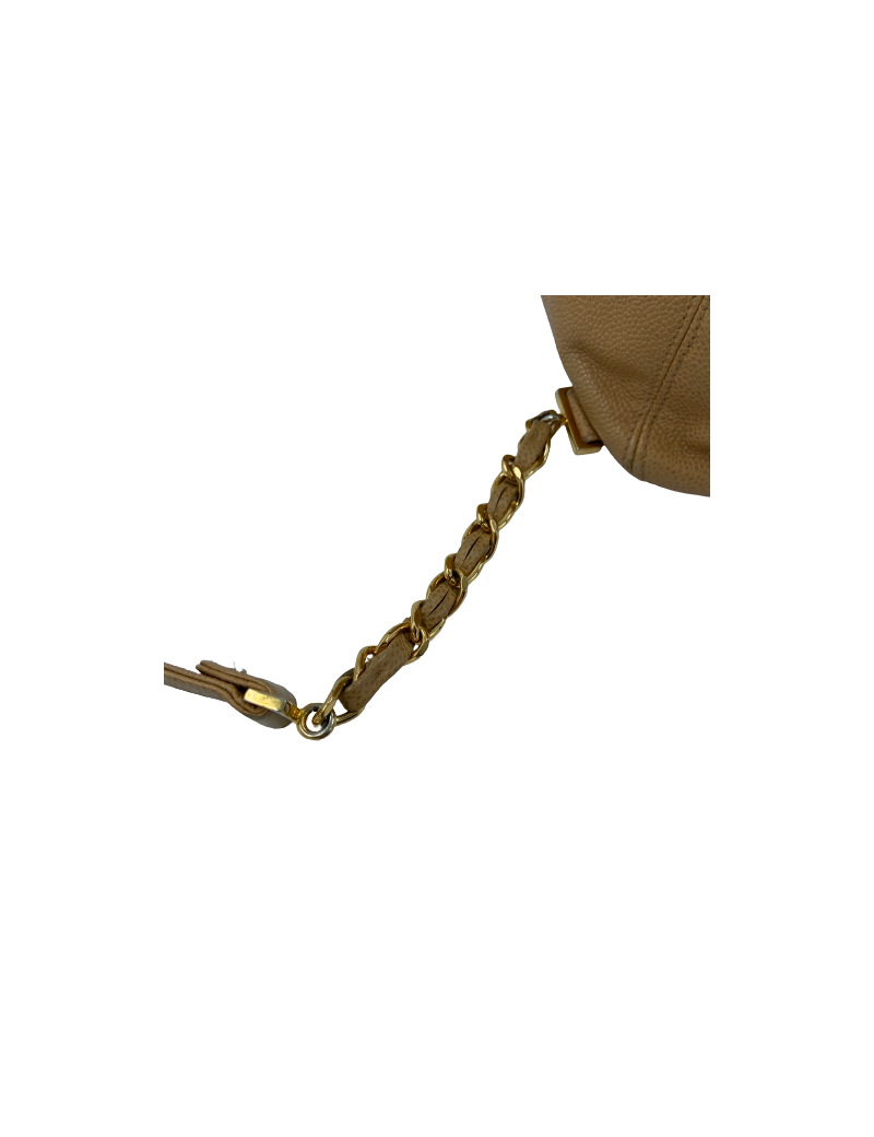 Sac à dos CHANEL cuir grainé beige