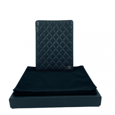 CHANEL black caviar leather case - VALOIS VINTAGE PARIS